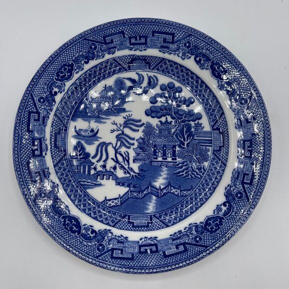 Vintage Wedgwood & Co Ltd Blue Willow Plate English Porcelain‎ Collectible 8" - Picture 1 of 10